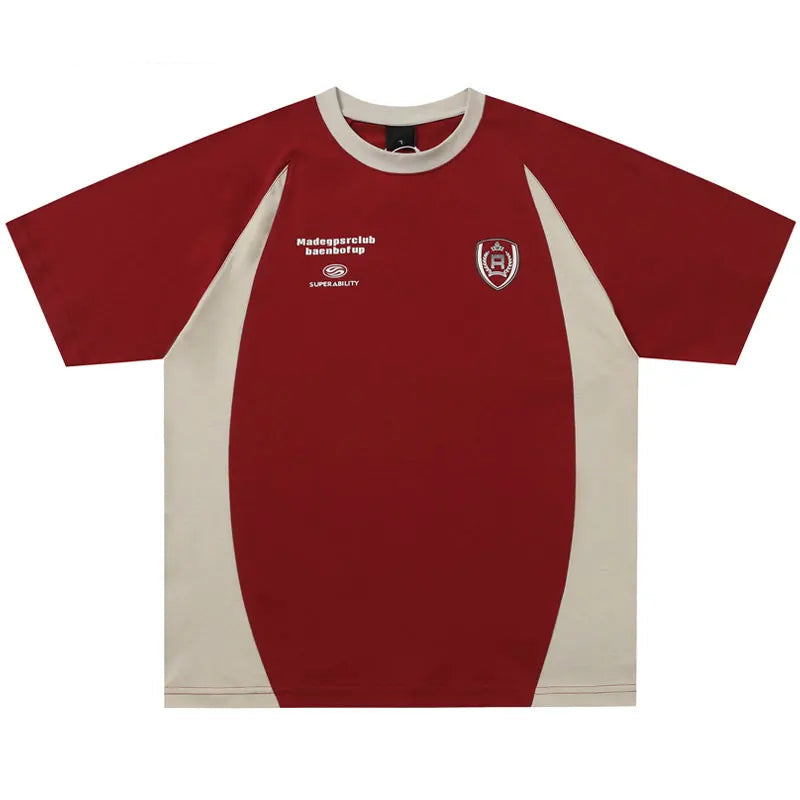 Vintage Tshirt Y2K Graphic Printed Patchwork Racing Sports Streetwear T-Shirts Hip Hop Harajuku Casual Baggy Cotton Tops Tee