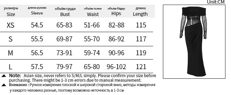 Off-shoulder Mesh See Through Sexy Maxi Dress For Women Elegant Strapless Long Sleeve Backless Bodycon Club Party Dress