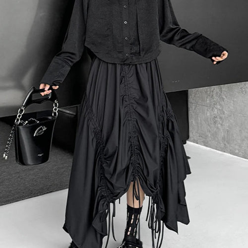 Load image into Gallery viewer, Women Black Textured Big Size Elegant Short Blouse New Lapel Long Sleeve Shirt Fashion Tide Spring Autumn 2025 1DJ1095
