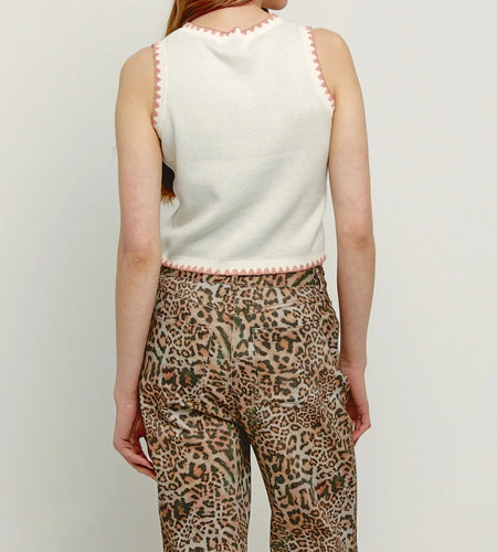 Summer Sweater Vest Sexy Women Clothes Graphic Print Round Neck Sleeveless Knitted Crop Tops y2k Clothing Streetwear