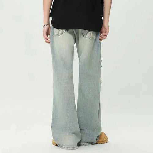 Load image into Gallery viewer, High Street Men&#39;s Jeans Straight Loose Hole Solid Color Worn-out Men Denim Pants 2024 Autumn New Male Trousers Women 9C6631
