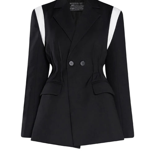 Load image into Gallery viewer, Hit Color Slimming Spliced Button Coats For Women Lapel Long Sleeve Temperament Jackets Female Fashion Clothes New
