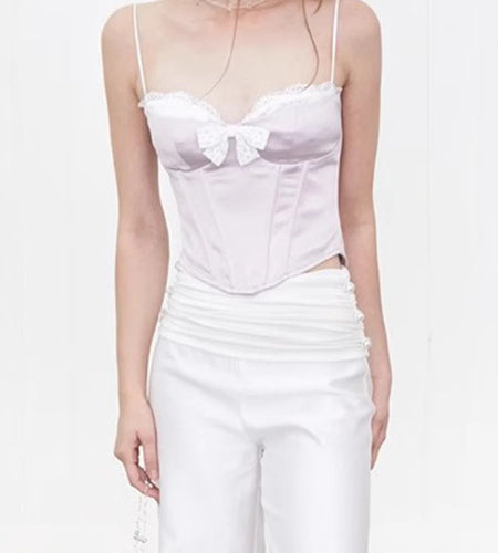 Hit Color Slimming Spliced Lace Vests For Women Strapless Sleeveless Tunic Temperament Vests Female Fashion Style