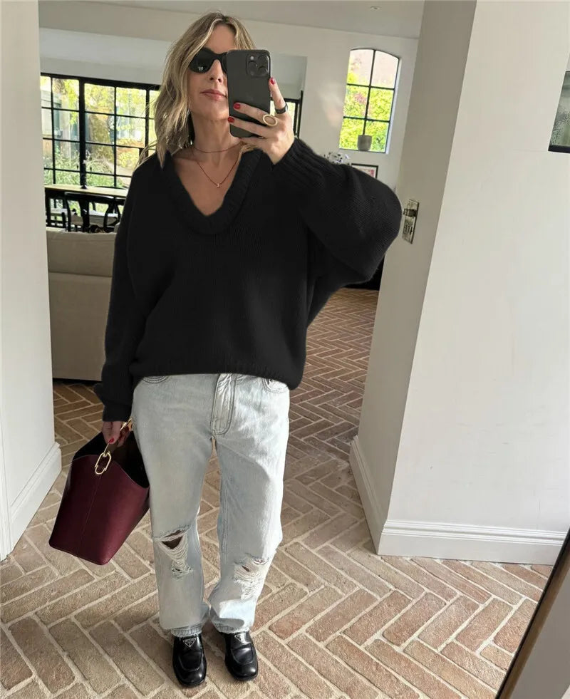 Long Sleeve Loose Knit Sweater Women Winter O Neck Pullovers Casual Warm Knitted Sweaters Tops Femme Knit Pullover Tops