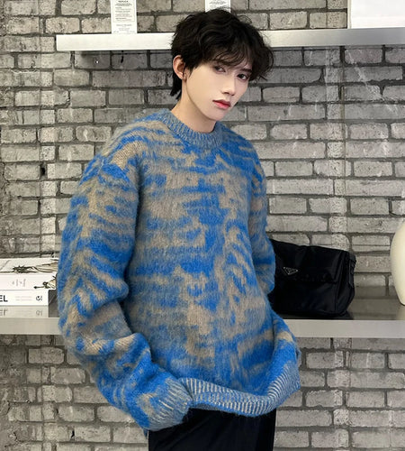 Round Collar Male Pullover Sweaters Casual Contrast Color Men's Knitting Pullovers New Fashion Spring Korean Style 9C4162