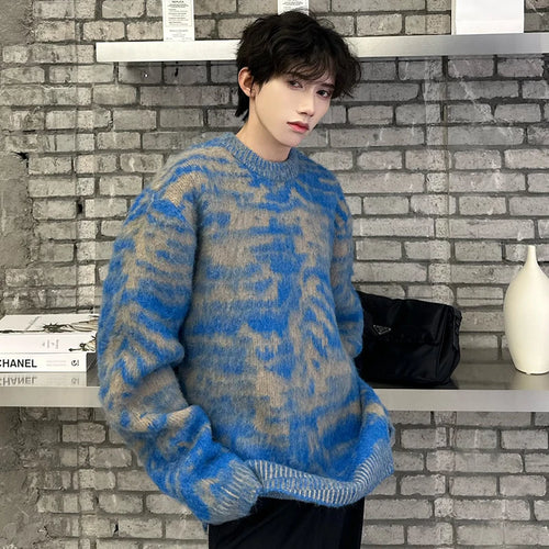 Load image into Gallery viewer, Round Collar Male Pullover Sweaters Casual Contrast Color Men&#39;s Knitting Pullovers New Fashion Spring Korean Style 9C4162
