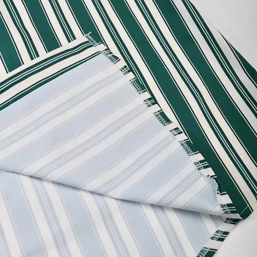 Load image into Gallery viewer, Women Green Striped Big Size Vintage Blouse New Lapel Long Sleeve Loose Fit Shirt Fashion Tide Spring Autumn 2025 CPG0669
