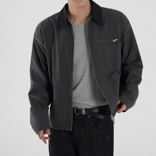 Load image into Gallery viewer, Men&#39;s Casual Zipper Jacket New Spring Loose Lapel Jackets Trendy Korean Handsome Simple Solid Color Clothing 9W1444
