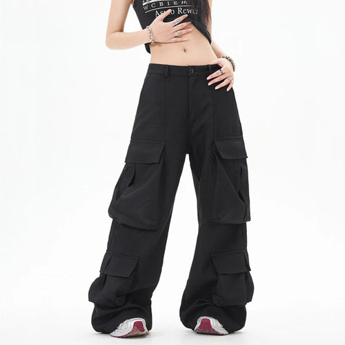 Load image into Gallery viewer, Chic Men's Cargo Pants American Style Multi Pockets Straight Leg Solid Color High Street Male Bottoms Summer 9W1918
