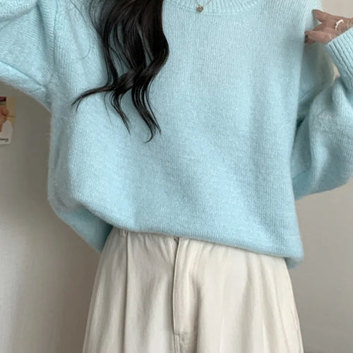 Load image into Gallery viewer, Women Sweater Autumn Winter Knitted Pullovers O-Neck Casual Loose Solid Color White Knitwear Jumpers Warm Sweaters Women
