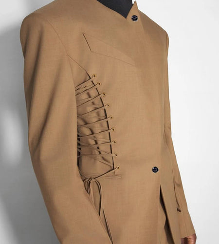 Slimming Spliced Lace Up Fashion Jackets for Women Stand Neck Long Sleeves Temperament Jacket Female Clothing New