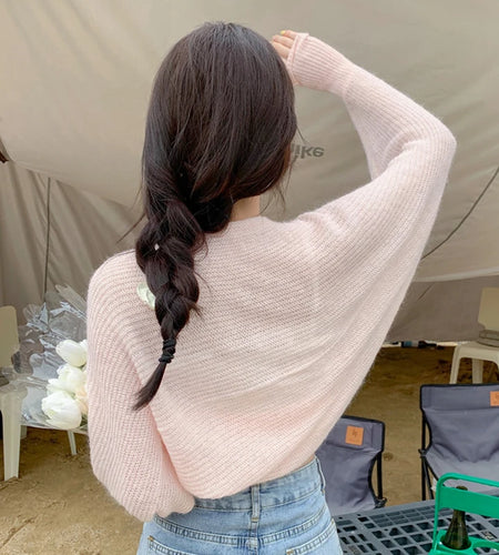 y2k Shrug 2000s Women Clothes Solid Color Long Sleeve Cropped Knitted Tops Sun Protection Cardigan Coquette Clothing