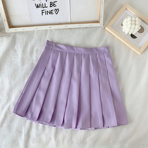 Load image into Gallery viewer, Black Skirt Female Summer High Waist gothic Anti-Glare A-Line Pleated Skirt Short Skirt Purple Ins Tide Ulzzang Skirt
