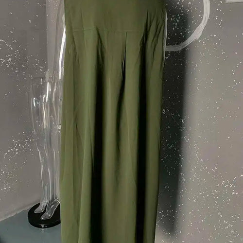 Load image into Gallery viewer, Women Army Green Hollow Out Big Size Midi Casual Dress New Lapel Sleeveless Fashion Tide Spring Summer 2025 1DH9512
