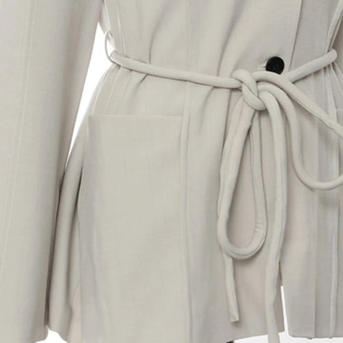 Load image into Gallery viewer, Women Gray Belted Pocket Elegant Big Size Blazer New V-neck Long Sleeve Jacket Fashion Tide Spring Autumn 2025 1DH7640
