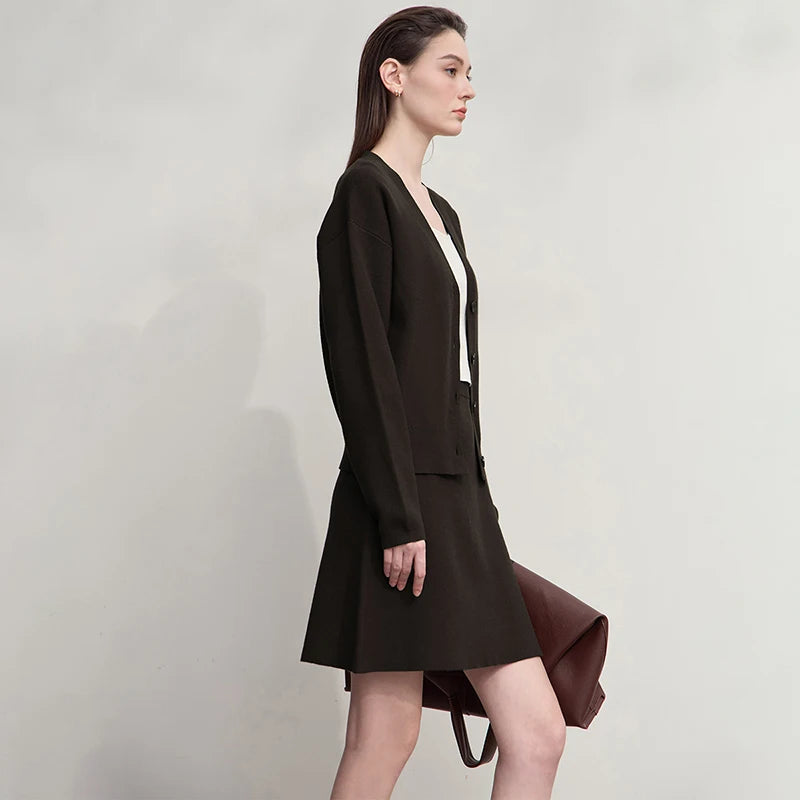 Skirts For Women Simple Casual Versatile A-line Elastic Waist Knitted Short Skirt 2025 Autumn New Female Clothing 12523114