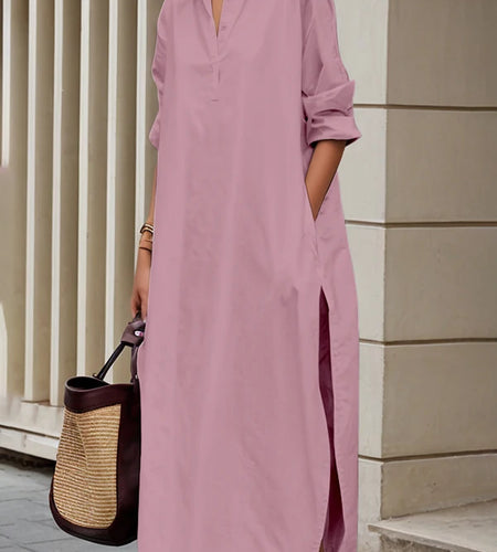 Fall Spring Women's Shirt Robe Dress 2024 Solid Color Lapel Loose Casual Maxi Dresses for Women Office Daily Simple