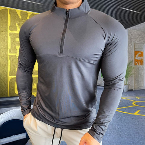 Load image into Gallery viewer, Mens Compression T-shirt Gym Fitness Sweatshirt Running Exercise Sports Tops Turtleneck Knitwear Long Sleeves Clothing Plus Size
