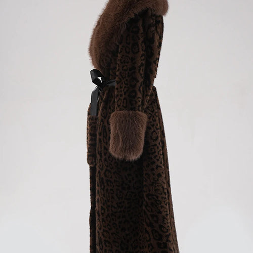 Load image into Gallery viewer, Brown Leoppard Print Big Size Long Faux Fur Jacket New Lapel Long Sleeve Women Coat Fashion Autumn Winter 2025 CPG2454
