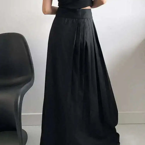 Load image into Gallery viewer, High Waist Black Printed Pleated Bandage Long Elegant Half-body Skirt Women Fashion Tide New Spring Autumn 2025 1DH0423
