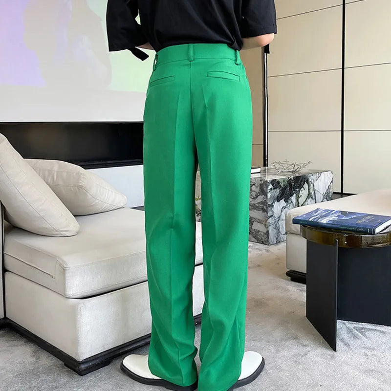 Korean Style Casual Men's Suit Pants Simple Solid Color Straight Trousers Button Pocket 2025 Spring New  Versatile 9A1283