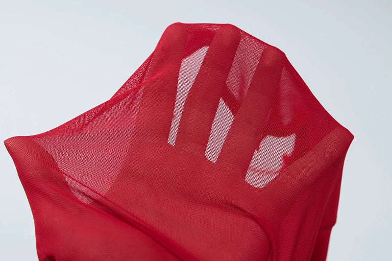 Spaghetti Strap Mesh Pleated Sexy Crop Tops Women Red Strapless Sleeveless Backless Skinny Club Tank Tops Clubwear