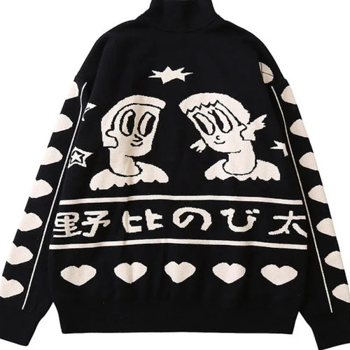 Load image into Gallery viewer, Women&#39;s Cartoon Embroidery Knitted Sweaters And Pullovers Winter Thick Girls Knit Jumpe Harajuku Sweater Jacquard
