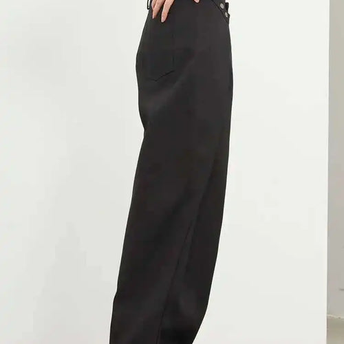 Load image into Gallery viewer, High Waist Black Pleated Button Long Wide Leg Pants New Loose Fit Trousers Women Fashion Tide Spring Autumn 2025 1DF8330
