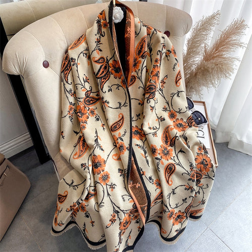 Load image into Gallery viewer, Warm Winter Scarf Cashmere Women Pashmina Design Print Shawls Wrap Female Thick Blanket Soft Bufanda Stoles Fashion
