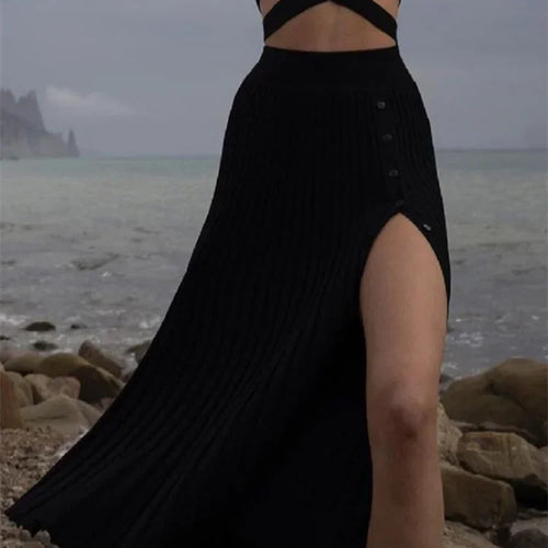 Load image into Gallery viewer, White Knit Two Piece Women Sets Fall Ribbed Crop Top And Pleated Knitted Skirt Suits For Women Midi Dress Sets 2022
