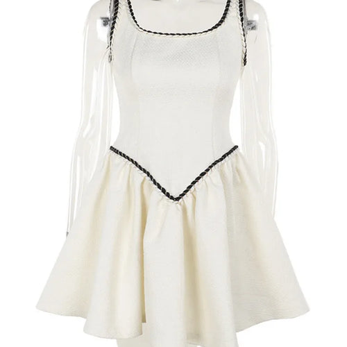 Load image into Gallery viewer, Sleeveless A-line Sexy Mini Dress For Women White Spaghetti Strap Sleeveless Backless Pleated Club Party Dress Clubwear
