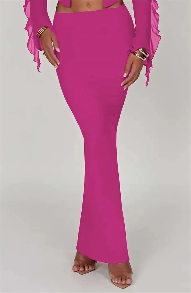 Thickened Fabric Sexy Maxi Skirt Women 2023 Autumn Winter New Solid High Waist Skinny Club Party Long Skirt Elegant