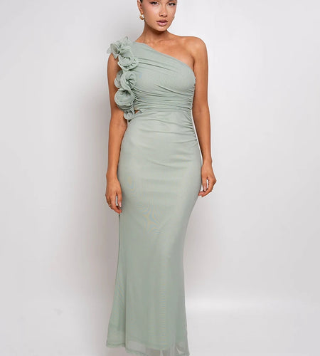 Shoulder Floral Mesh Ruched Sexy Maxi Dress For Women Gown Oblique Shoulder Sleeveless Backless Bodycon Long Dress