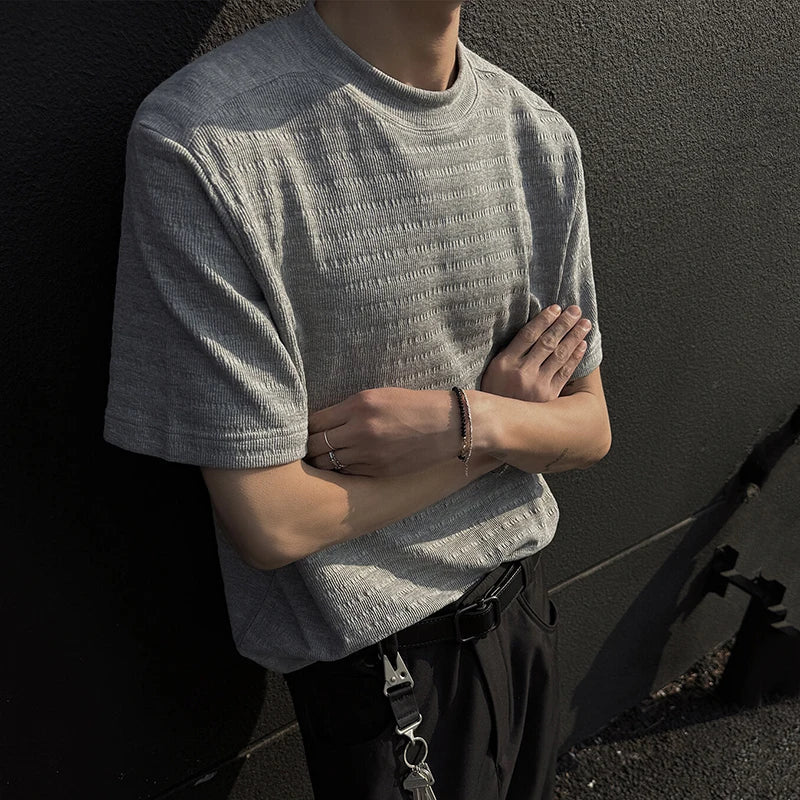 Men's T-shirt New Korean Style Round Neck Casual Solid Color Fanshionable Design Short Sleeves T-shirts Summer 9W1296