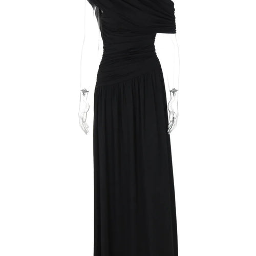 Load image into Gallery viewer, Incline Shoulder Backless Sexy Maxi Dress Women Summer New Fashion Sleeveless Pleated Ruched Club Party Long Dress
