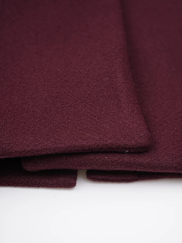 Wine Red Thick Big Size Long Woolen Coat New Scarf Collar Long Sleeve Women Jacket Fashion Tide Autumn Winter 2025 CPDB366