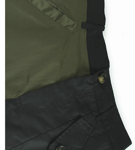 High Elastic Waist Black Green Color-block Long Casual Half-body Skirt Women Fashion Tide New Spring Autumn 2025 1DH8087