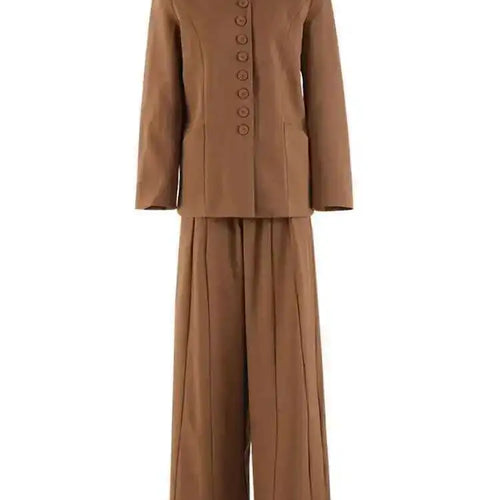 Load image into Gallery viewer, Big Size Blazer Pleated Wide Leg Pants Two Piece Suit New V-Neck Long Sleeve Women Fashion Tide Spring Autumn 2025 CPDB248
