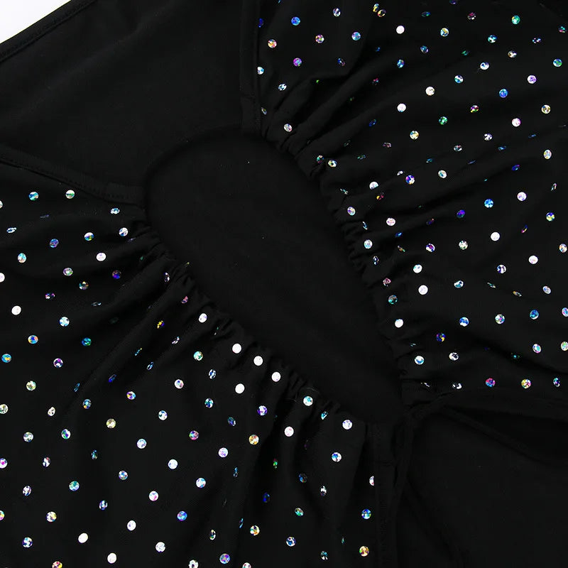 Elegant Sequin Sparkle Sexy Maxi Dress For Women Fashion Hollow Out Sheer Long Sleeve Bodycon Club Party Long Dress