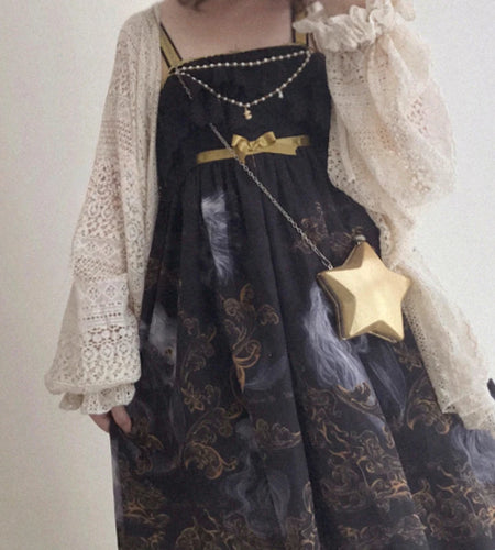 2025 Summer Y2k Aesthetic Women Cardigan Solid Sweet Lace Hollow Out Loose Knitted Harajuku Grunge Lantern Sleeve Bandage Tops