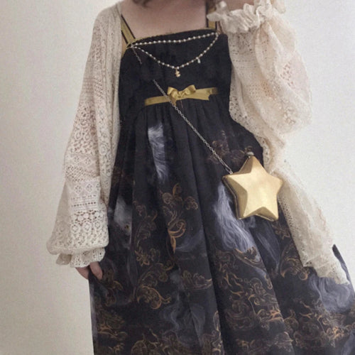 Load image into Gallery viewer, 2025 Summer Y2k Aesthetic Women Cardigan Solid Sweet Lace Hollow Out Loose Knitted Harajuku Grunge Lantern Sleeve Bandage Tops
