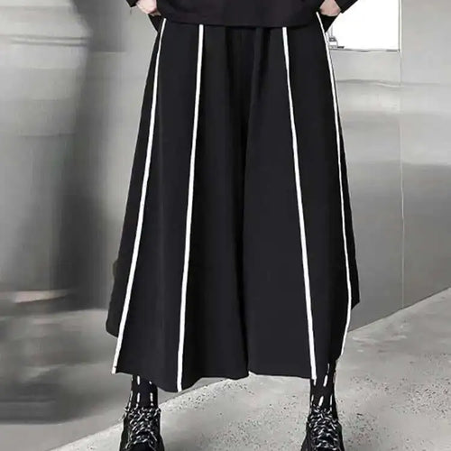 Load image into Gallery viewer, High Elastic Waist Black Striped Long Wide Leg Pants New Loose Fit Trousers Women Fashion Tide Spring Autumn 2025 1DF1509
