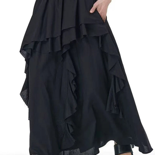 Load image into Gallery viewer, High Elastic Waist Apricot Color-block Burr Irregular Half-body Skirt Women Fashion Tide New Spring Autumn 2025 1DJ0388
