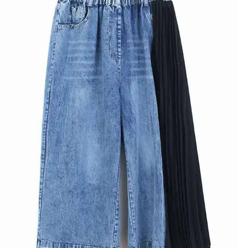 Load image into Gallery viewer, High Elastic Waist Denim Pleated Long Wide Leg Pants New Loose Fit Trousers Women Fashion Tide Spring Autumn 2025 1DF7228
