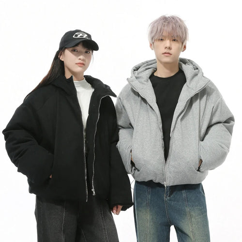 Load image into Gallery viewer, Men&#39;s Padded Jackets Hooded Korean Style Zipper Thickened Coats Solid Color Casual Simpl Short Male Cotton Tops 2024 9C9332
