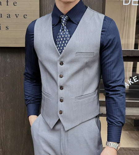 Men's Suit Vest Single Breasted Design V-neck Fashion Top Groomsman's Business Casual Clothing Spring 2025 9W1571