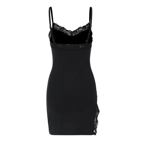 Load image into Gallery viewer, Lace Spaghetti Strap Sexy Mini Dress For Women Robe Fashion Sleeveless Backless Bodycon Side Split Club Dress Vestido
