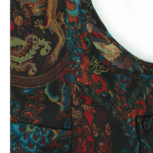 Load image into Gallery viewer, Women Black Pattern Printed Big Size Midi Dress New Round Neck Short Sleeve Fashion Tide Spring Summer 2025 1DJ0298
