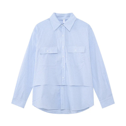 Load image into Gallery viewer, Korean Style Men's Shirts Turn-down Collar Fake Two-piece Plaid Design Long Sleeved Single Breasted Loose Male Tops 9W1262
