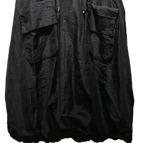 Load image into Gallery viewer, Women Black Drawstring Pocket Big Size Midi Dress New Round Neck Shhort Sleeve Fashion Tide Spring Summer 2025 1DJ0773
